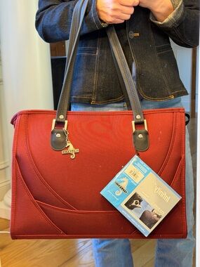 Atlantic Quiet Luxury Travel Satchel Tote Carry-On Burgundy/Black NWT